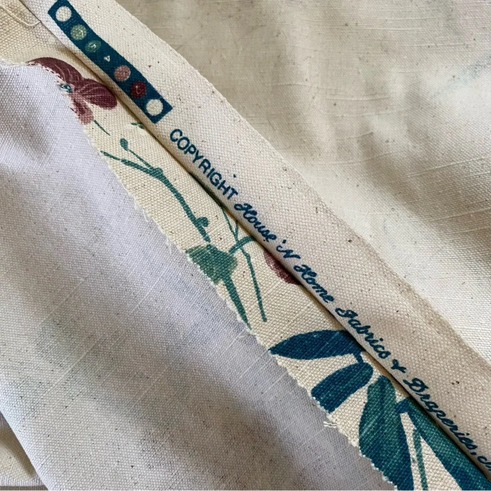 Vintage Floral Drapery Curtain Panel Screen Print 75”x80”